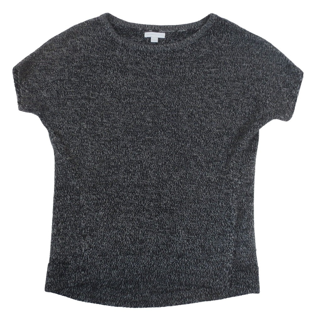 New York & Company Sweater Womens Small Black Heather Short Sleeve Knit Pockets